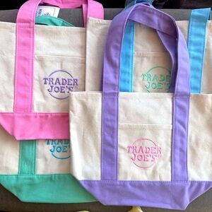 NEW Trader Joe's Canvas Tote Bags ( Pastel Colors: All 4)